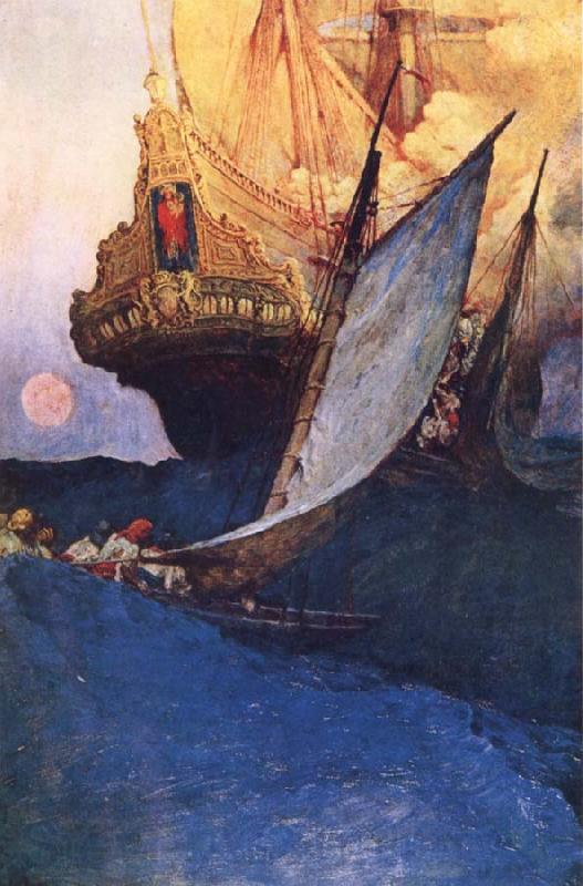 Howard Pyle An Attack on a Galleon Spain oil painting art